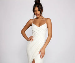 Parker Formal Metallic Wrap Dress