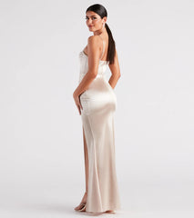 Stacie Satin Corset Wrap Formal Dress