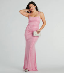 Rylie Formal Glitter Lace-Up Column Dress