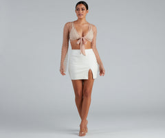 Glowing Glam Pearl Tie Front Top