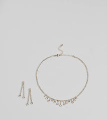 Gorgeously Glam Rhinestone Necklace And Earrings Set