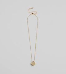 Just Your Luck Rhinestone Clover Charm Necklace