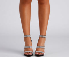 Sparkle Scene Rhinestone Chrome Block Heels