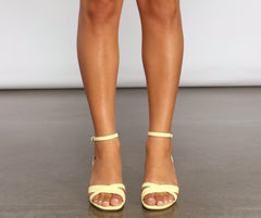 Stylish Straps Faux Leather Block Heels