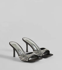 All About Glam Rhinestone Satin Stiletto Heels