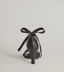 Chic Touch Pearl Strap Bow Stiletto Heels